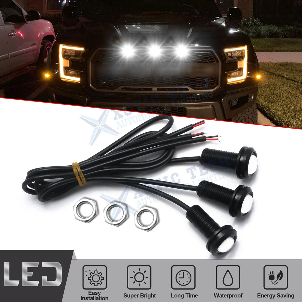Universal Fit White Custom Retrofit Front Grille Mesh LED Lighting Kit (3X)