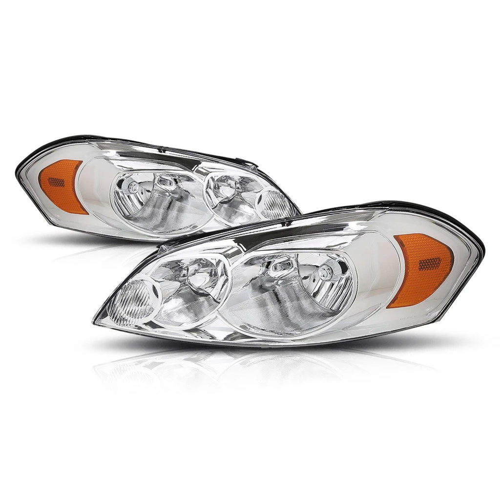 Chrome Housing Amber Corner Signal Headlight Lamps Pair for Chevy Impala (2006–2016)