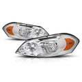 Chrome Housing Amber Corner Signal Headlight Lamps Pair for Chevy Impala (2006–2016)