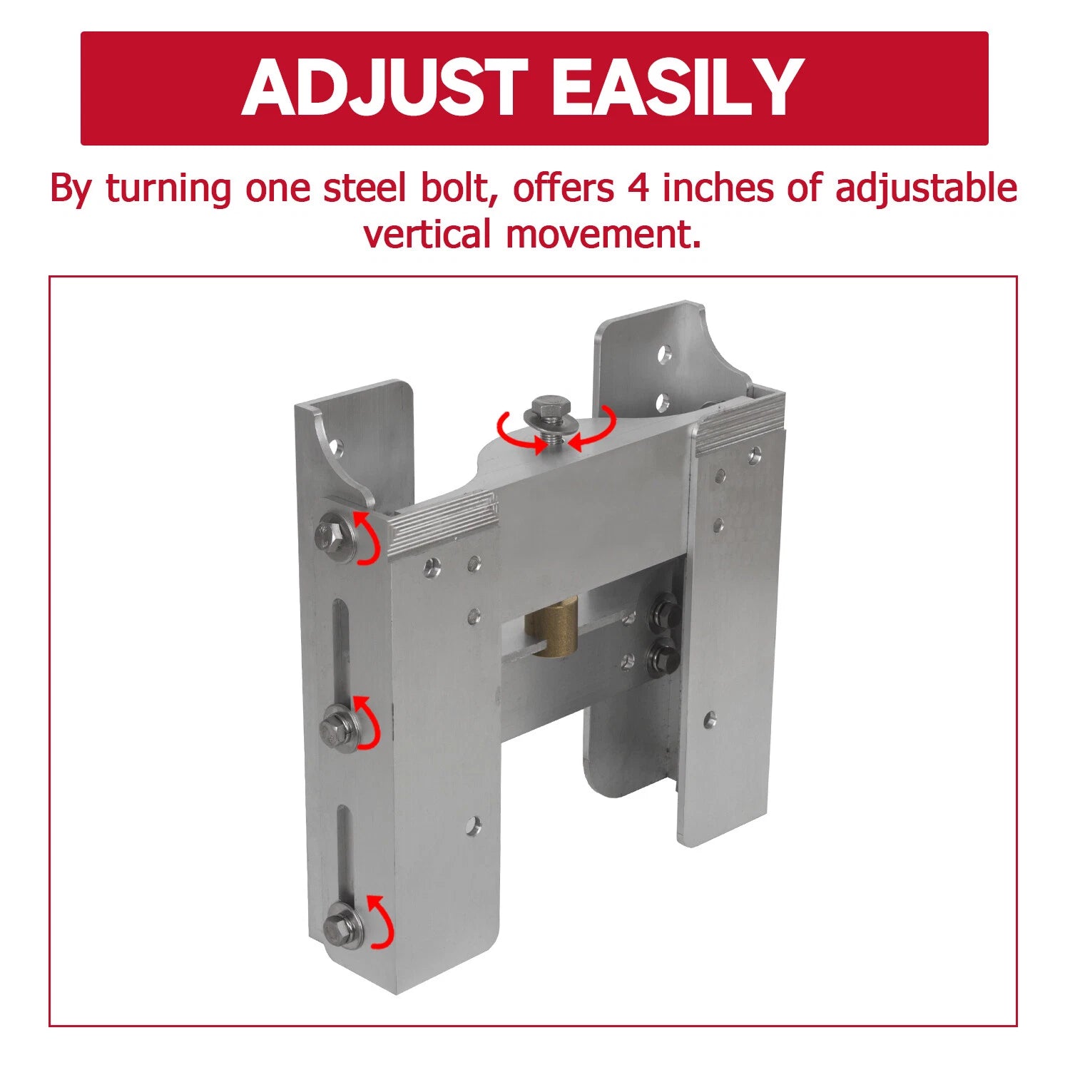 Adjustable 4" Jack Plate for Outboard Boat Motor (Manual Power Lift)