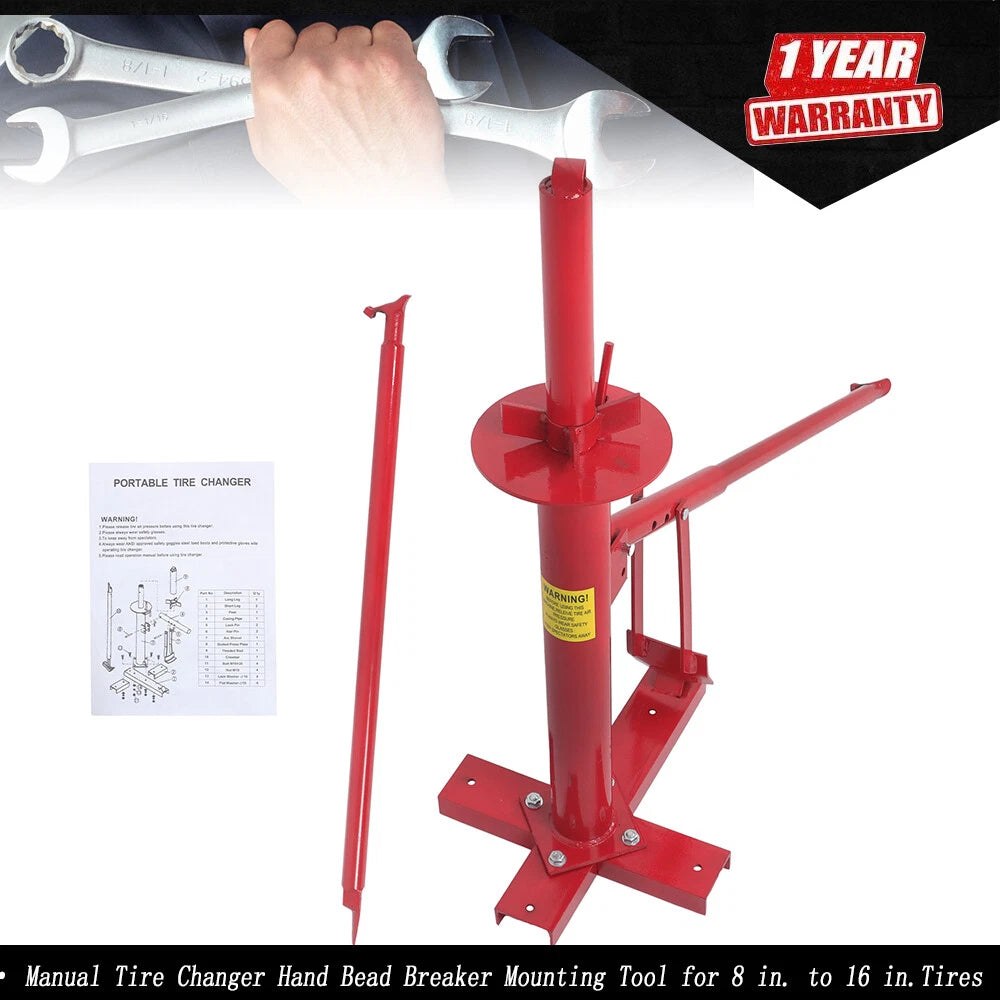 Manual Tire Changer for 8" to 16" Wheels (Portable)