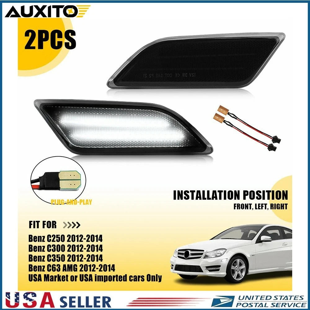 LED Bumper Side Marker Lights for Mercedes Benz C-Class (2012–2014)
