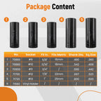 Set of 5 Large Tap Sockets for 5/8, 11/16, 3/4, 7/8, 1 Inch Taps