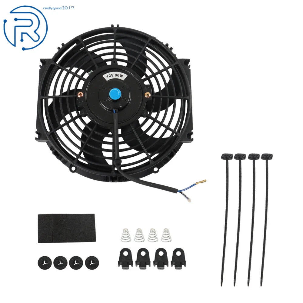 10-Inch Electric Cooling Fan for Universal 12V (Thermo Fan + Mounting Kits)