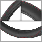 Red Perforated Leather Steering Wheel Cover for Universal 14.5"-15"