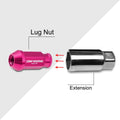 20Pc M12X1.25 Pink JDM Open-End Acorn Hex Wheel Lug Nut + Extension 25mmx50mm