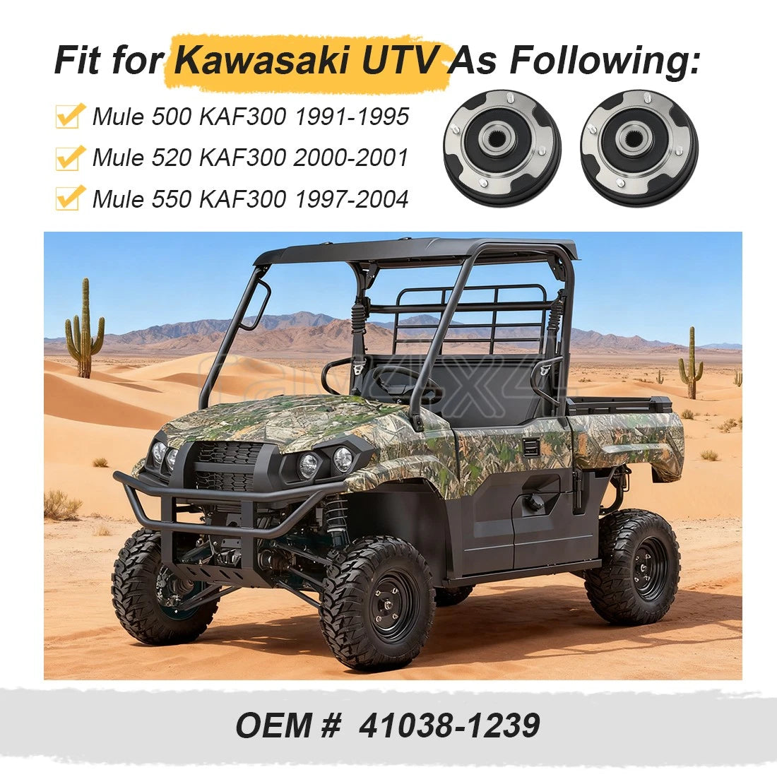 Rear Brake Drum 2X for Kawasaki Mule 500 520 550 (2000–2009) KAF300A KAF300B KAF300C KAF300D