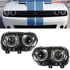 LED Headlights for Dodge Challenger Coupe (2015–2018) Black Left+Right