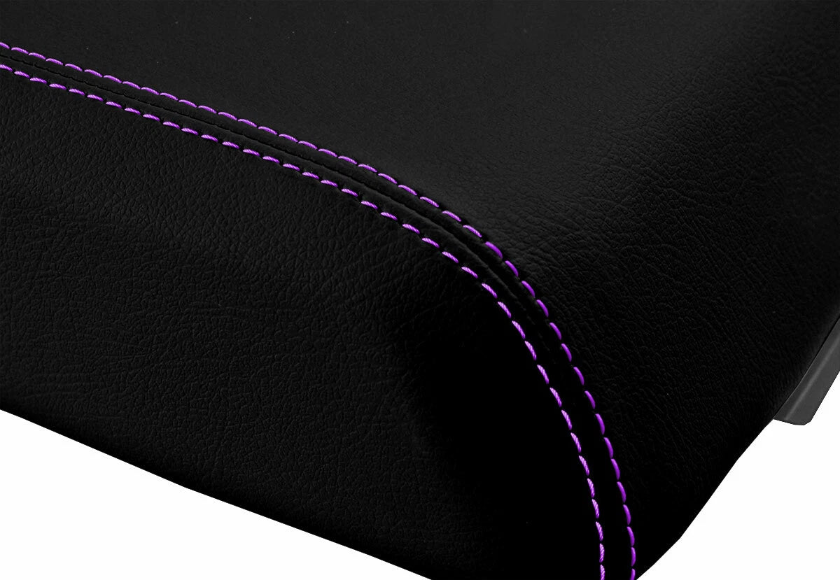 Leather Console Lid Bucket Seat Cover for Ford F250 (1999–2010) Purple Stitch