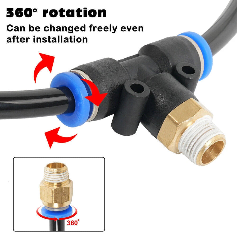 10PC Air Hose Pipe Tube Kit for Push to Connect Fittings