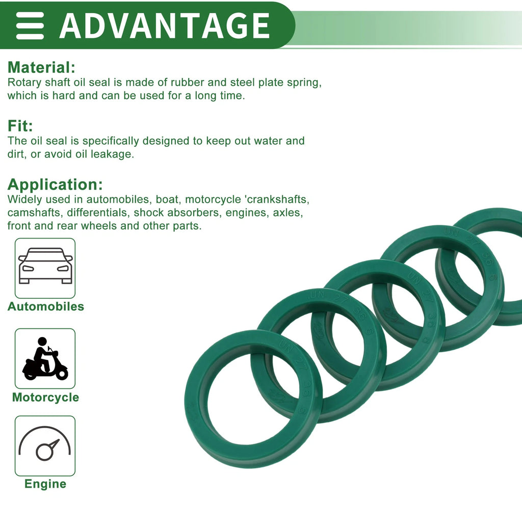 Set of 5 Oil Seal Ring 27x36x6mm for Rotary Shaft (High Pressure)