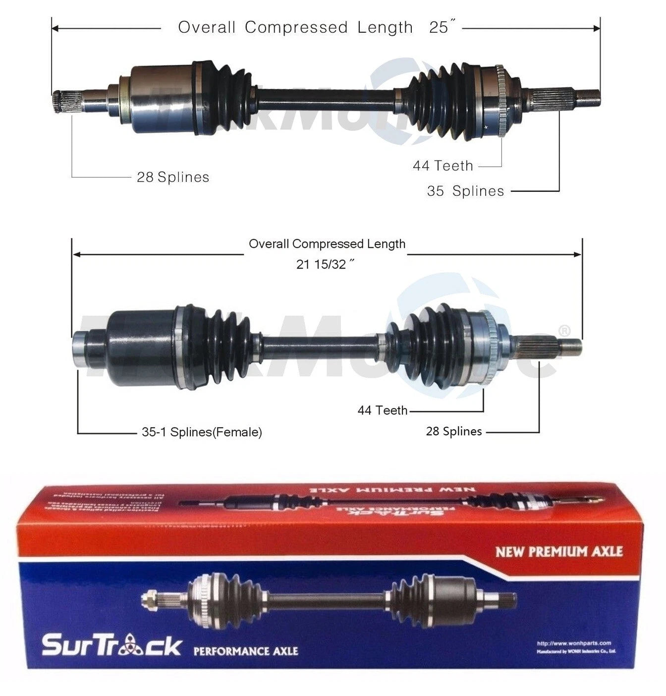 Set of 2 Front CV Axle Shafts for Mazda Tribute Ford Escape Mercury Hybrid (2001–2007)