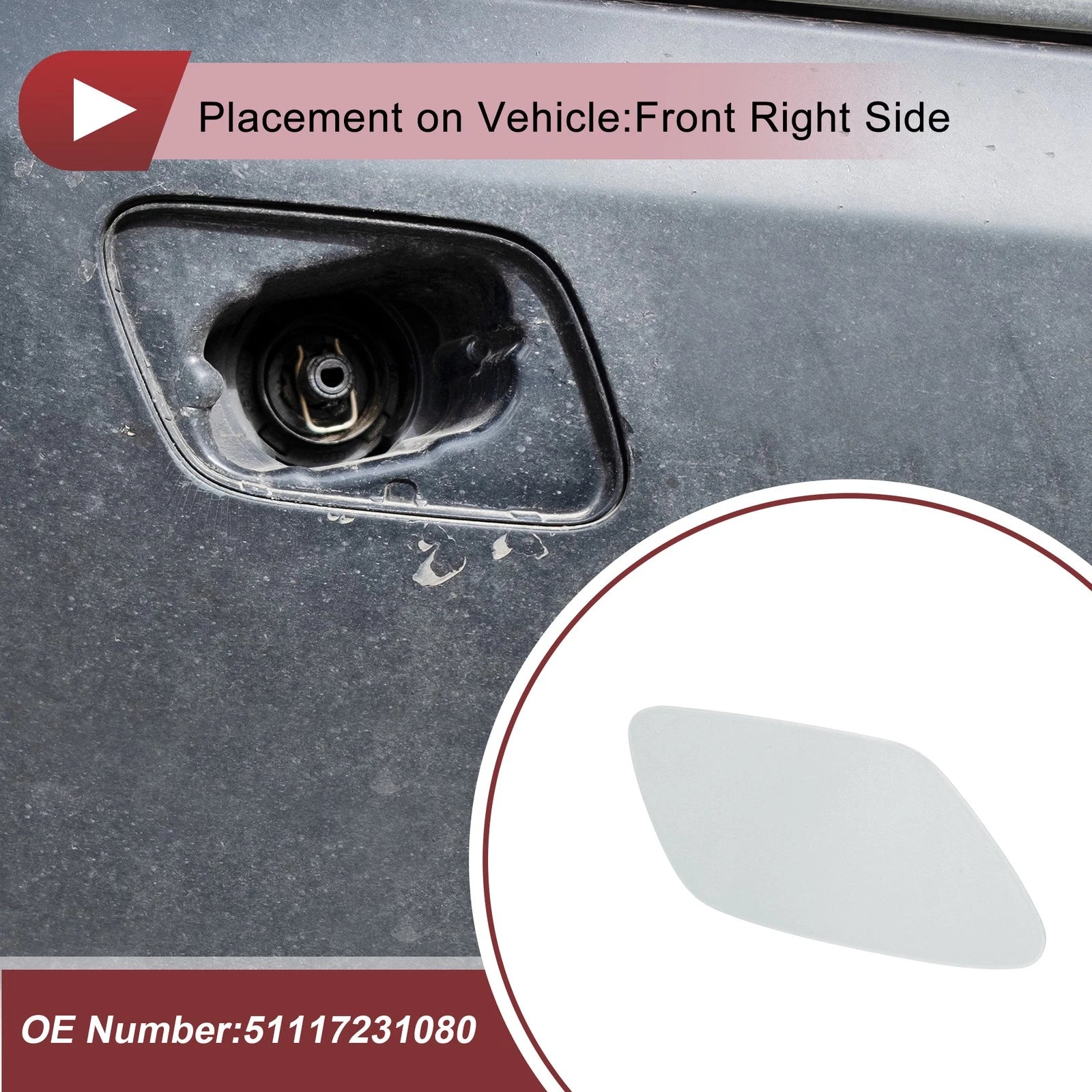 Bumper Trim Nozzle Cover No. 51117231080 for BMW Z4 (2009–2016) Silver Tone