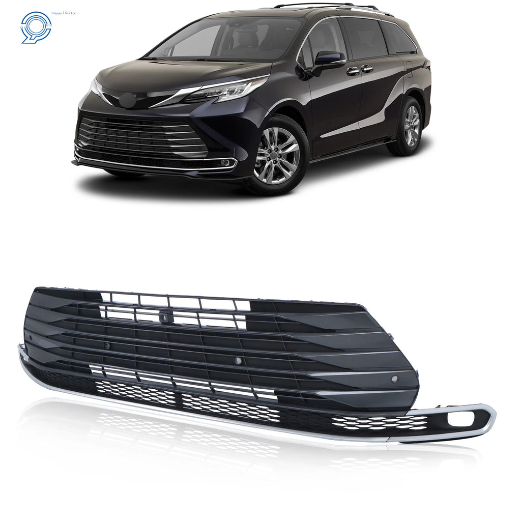 Front Lower Grille for Toyota Sienna (2021–2023) - Gloss Black Silver Gray
