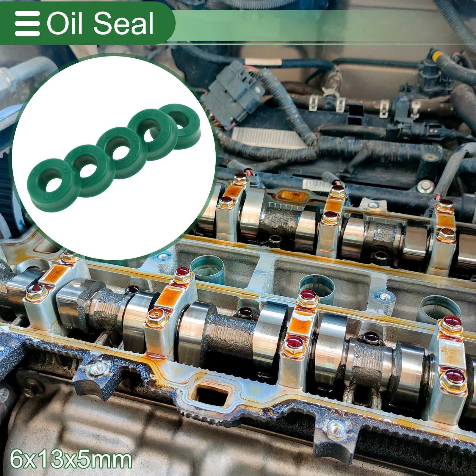 Set of 5 Oil Seal Ring 6x13x5mm for Rotary Shaft (TPU, High Pressure)