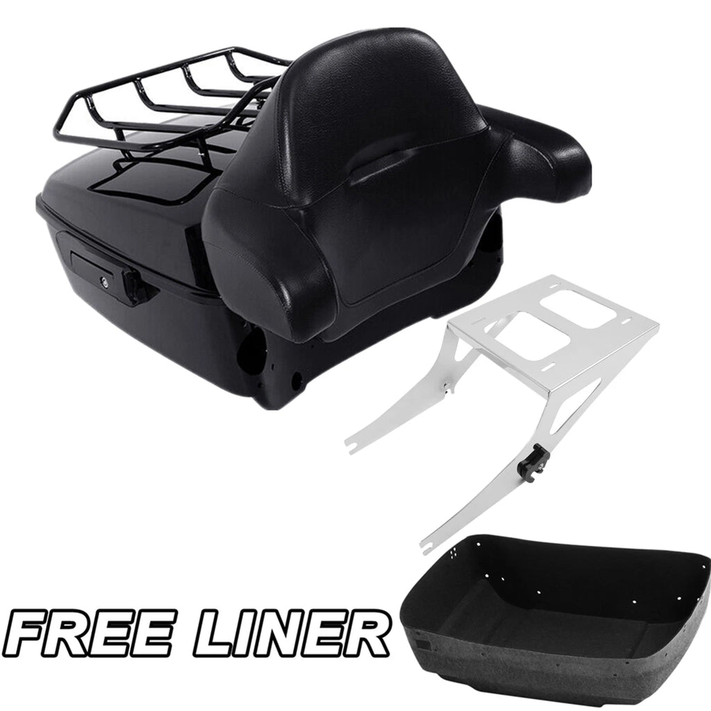 Black King Trunk Backrest Mount Rack for Harley Fat Boy (2008–2016)