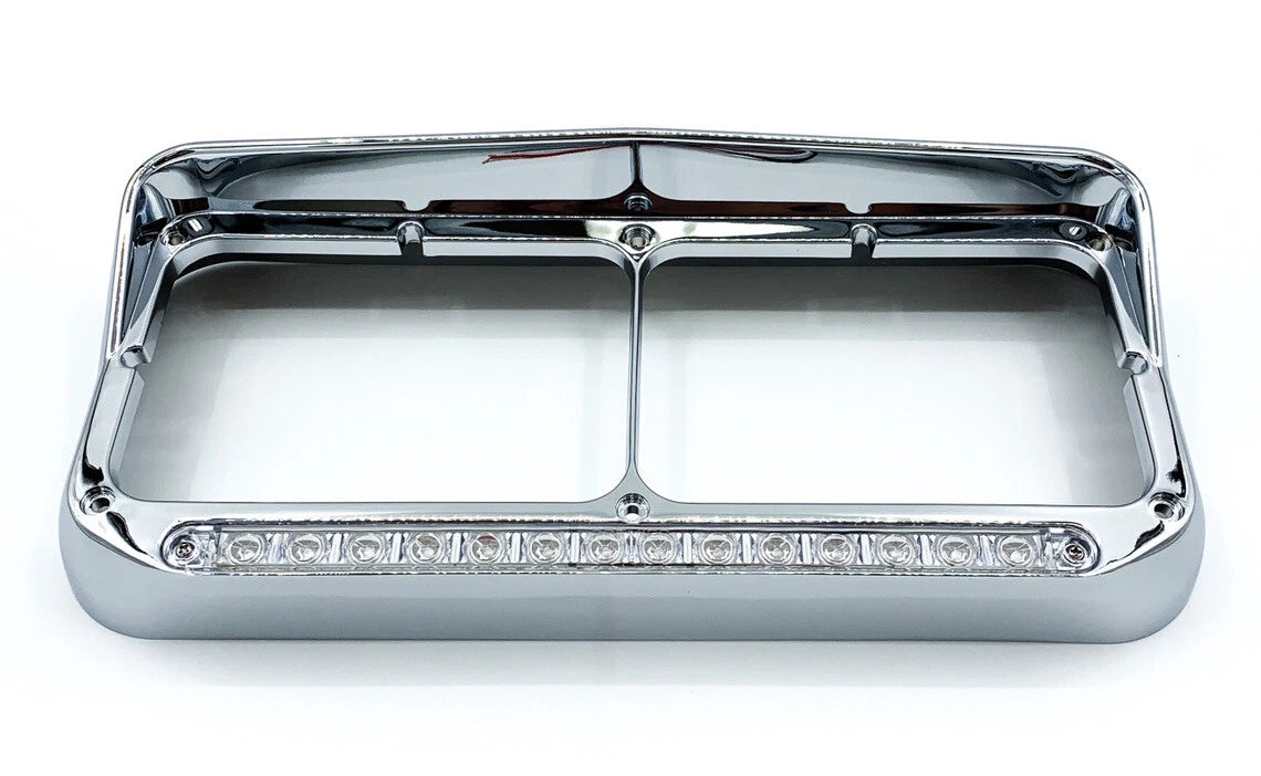 Headlight Visor Bezels Front Pair with Amber LED for Chrome 4x6 (1990–1999)