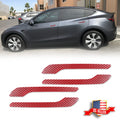 Set of 4 Red Carbon Fiber Door Handle Cover Stickers for Tesla Model 3 Y (2017–2023)