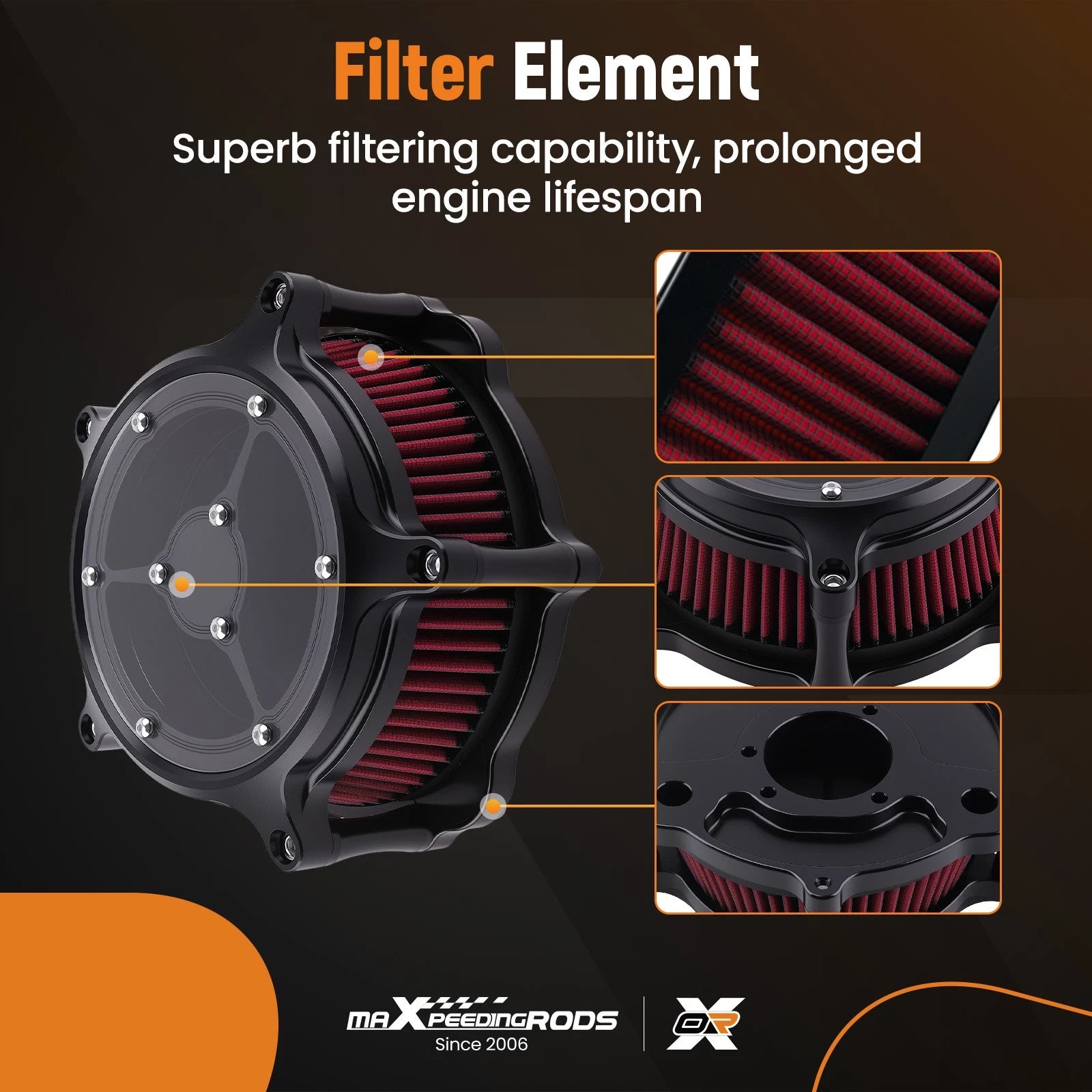 High Flow Air Cleaner for Harley XL Sportster 1200 883 (2004–Present) Red Aluminum