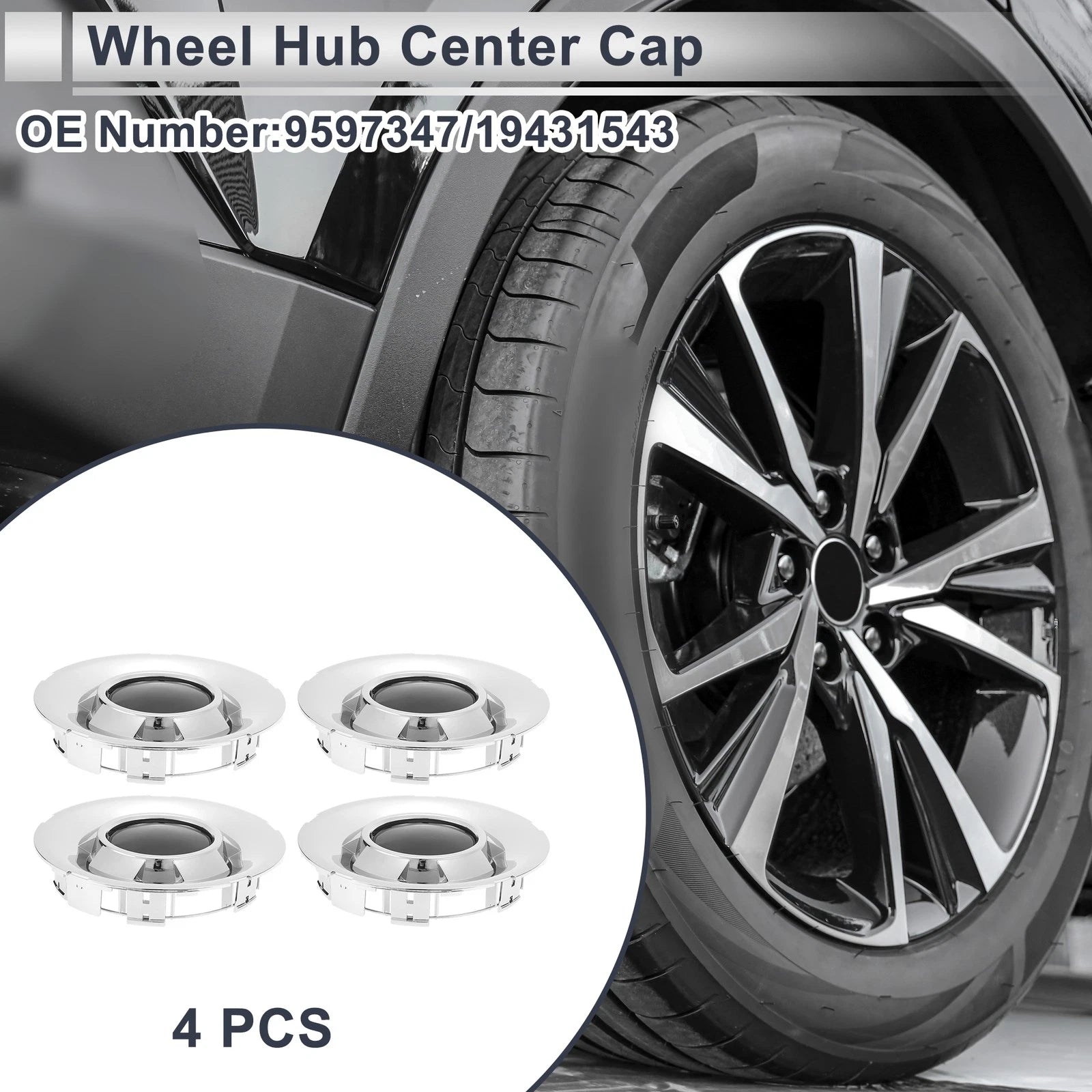 Silver Tone Wheel Hub Center Cap for Chevy Avalanche 1500 (2009–2013)