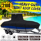 Heavy Duty 210D Waterproof Center Console T-Top Roof Boat Cover (20-24ft)