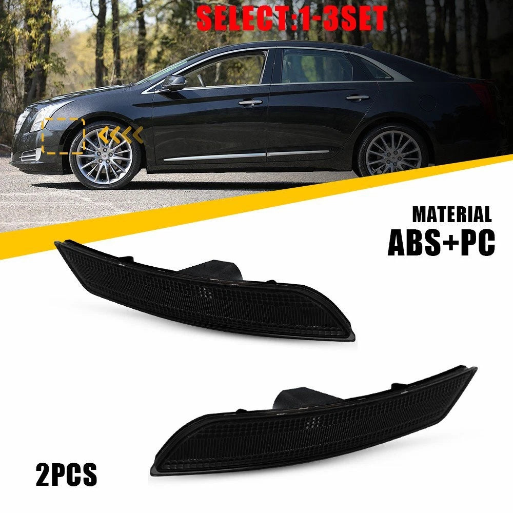 Set of 2 Smoked Lens Front Side Marker Lights for Cadillac XTS (2013–2017)
