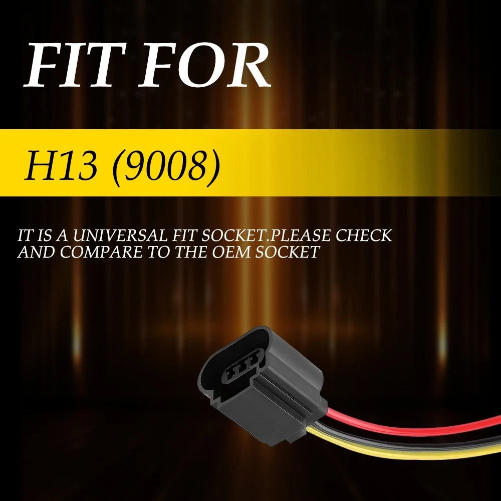 2X Pigtail Wire Female 9008 H13 Headlight Bulb Replacement Plug for