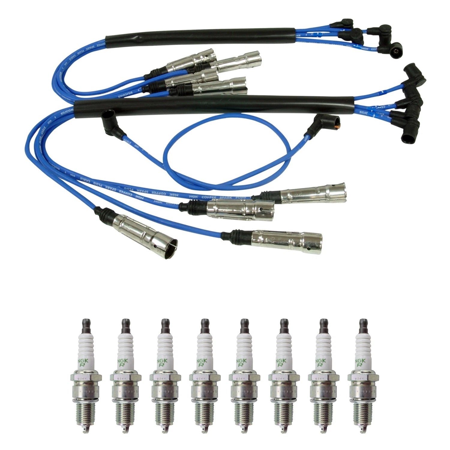 NGK 7mm Wire Set 8 Nickel Spark Plug Kit for W116 450SE 450SEL R107 450SL (1973–1980)