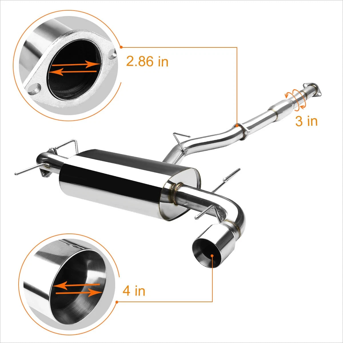 4" Rolled Tip Muffler Catback Exhaust for Subaru WRX (2008–2014)