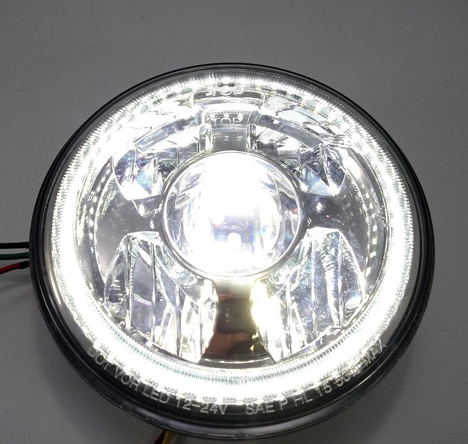 LED Projection Headlight 7 Inch Dual White Amber Halo for Universal (2005–2025)