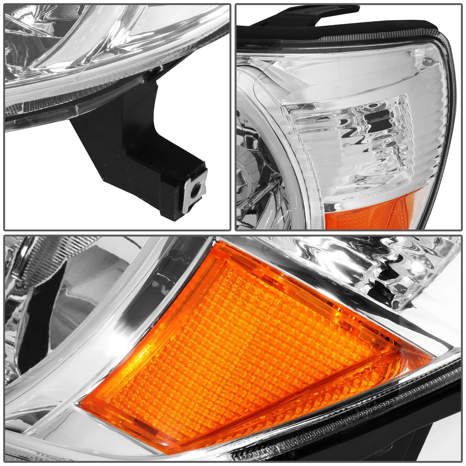 Pair of Chrome Housing Amber Corner Headlights for Toyota Tacoma (2005–2011)