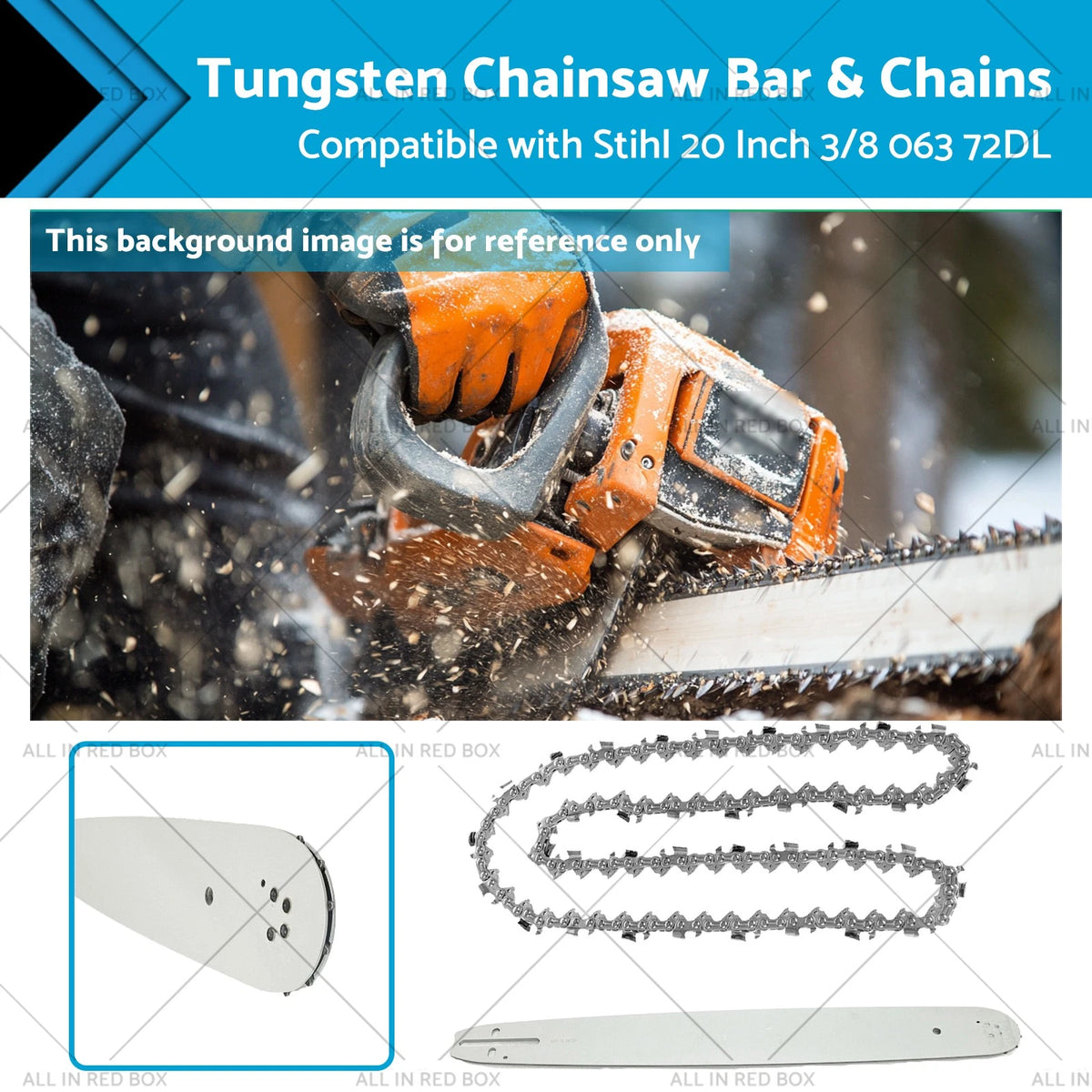 20" Bar Tungsten Carbide Chain .063 3/8 72DL for Stihl Chainsaw