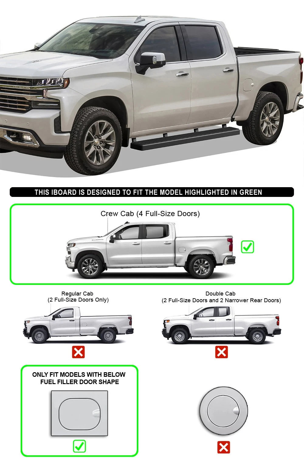 5in Stainless Steel Bars for 2019–2026 Chevy Silverado GMC Sierra Crew Cab