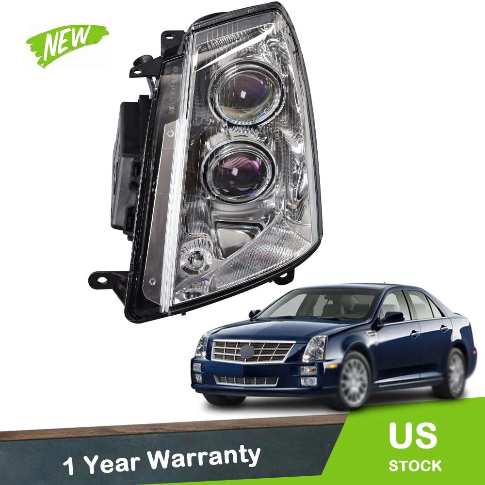 Halogen Headlight for Cadillac STS (2005–2011) Black Clear Driver LH Side