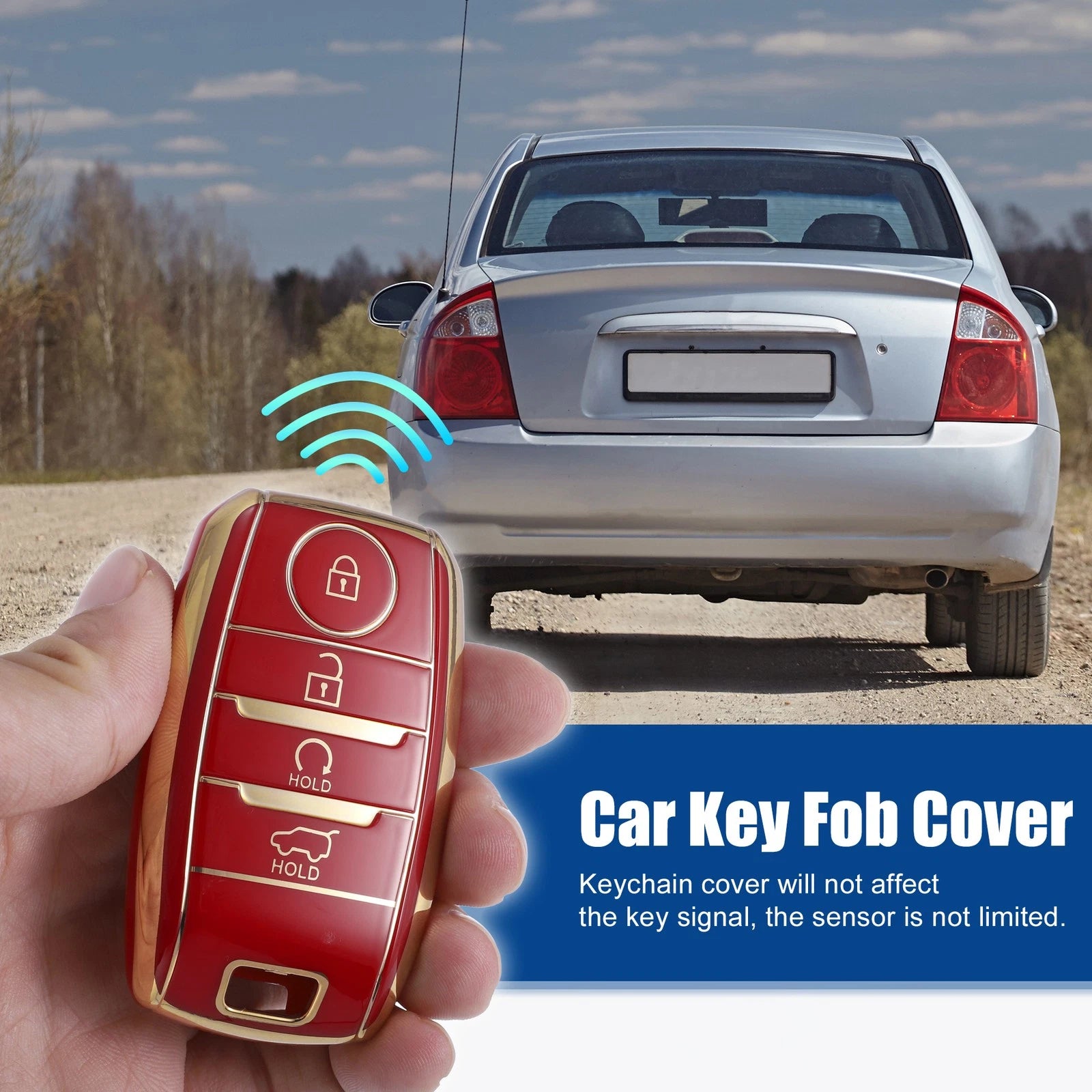 TPU Key Fob Case Cover for Kia Optima (2011–2019) - 4 Button, Red