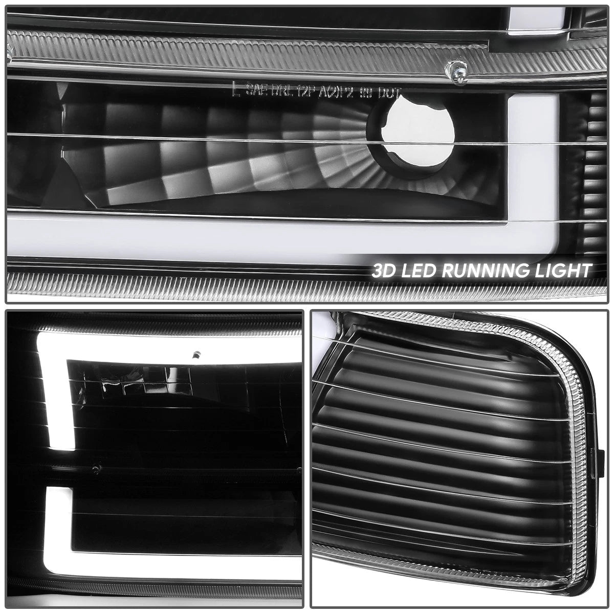 C-Shape LED DRL Headlights + Bumper Lamp for Silverado Suburban Tahoe (1999–2006)
