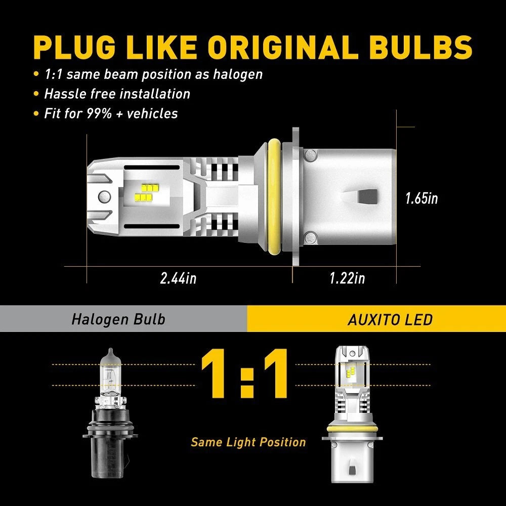 9007 LED Headlight Bulbs for Dodge Ram 1500 2500 3500 (2002–2005)