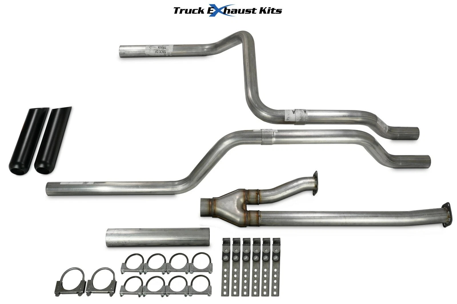 2.5" Dual Exhaust Kit for Toyota Tundra (2009–2013) No Muffler, Black Tip