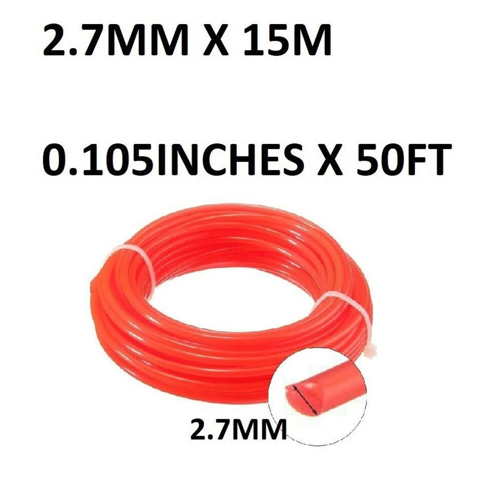 2X Heavy Duty Garden Cutting Line 7mm x 15m for Standard Heads