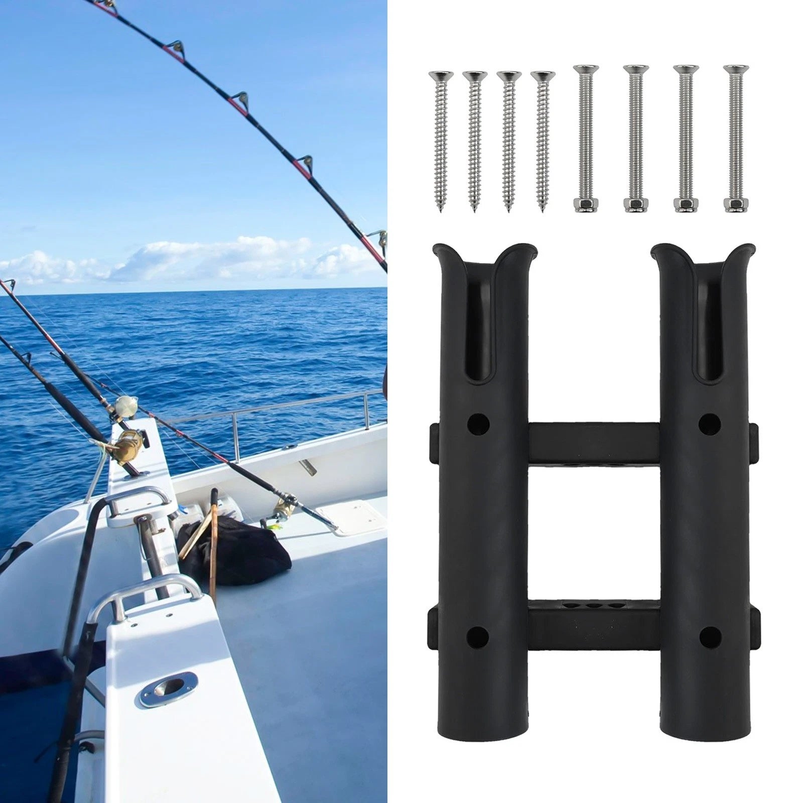 Fishing Rod Holders Wall Mount Set of 2 - Sleek Black and White Designs