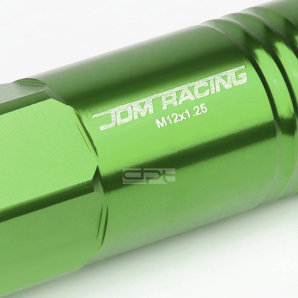 20 PCS Open End M12x1.25 60mm Tall Green Aluminum Lug Nuts + Adapter