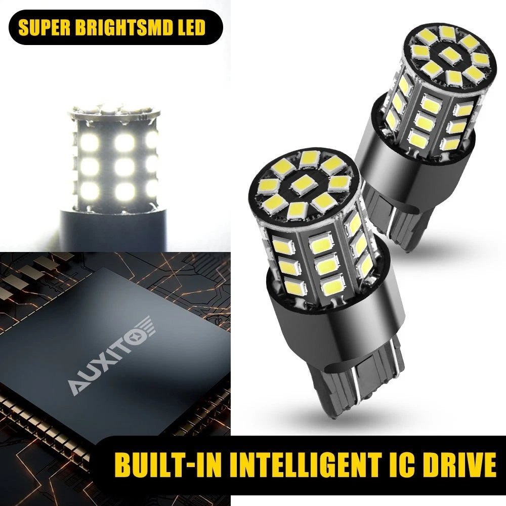 2X 7443 LED White 6000K Reverse Backup Turn Signal Parking Light Bulbs for