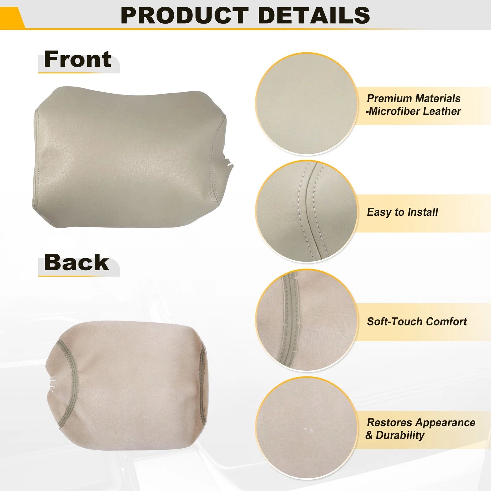 Leather Front Center Console Armrest Lid Cover for Lexus LS460 (2007–2012) Beige