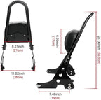 Black Passenger Backrest Sissy Bar Cushion Pad for Harley Sportster XL883 XL1200