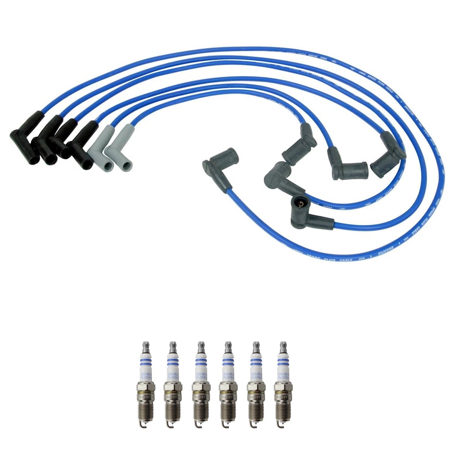 NGK Wire Set & Bosch 6 Double Platinum Spark Plugs for B3000 Ranger (1994–2000)