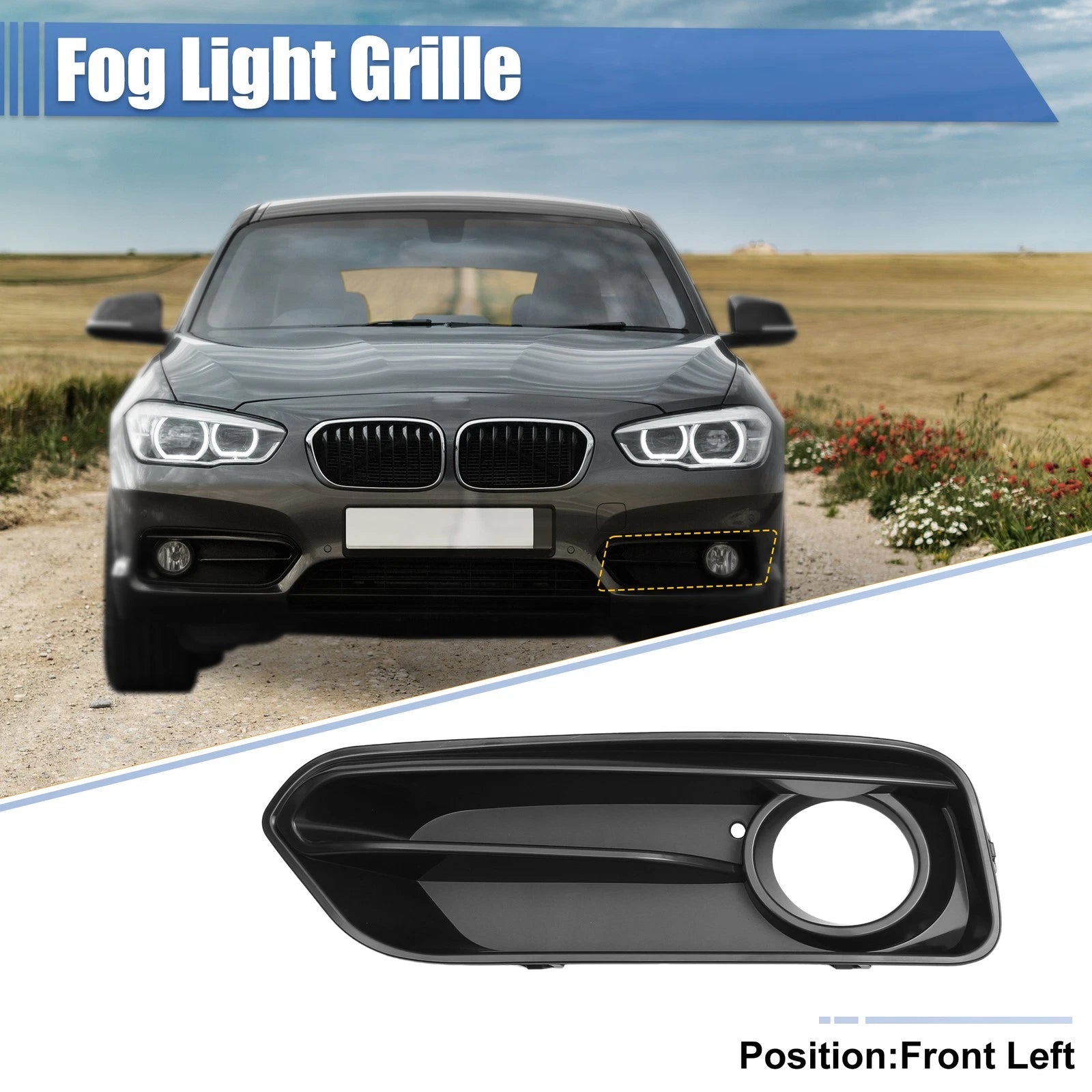 Left Fog Light Mesh Grille for BMW 1 Series F20 F21 LCI (2015–2018)