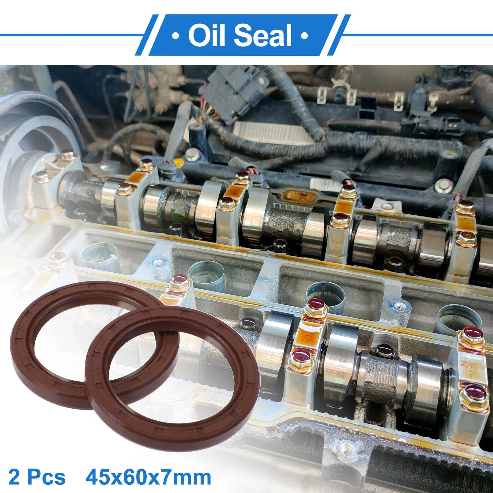 2X Oil Seal Rotary Shaft Seal FKM Rubber 45x60x7mm  