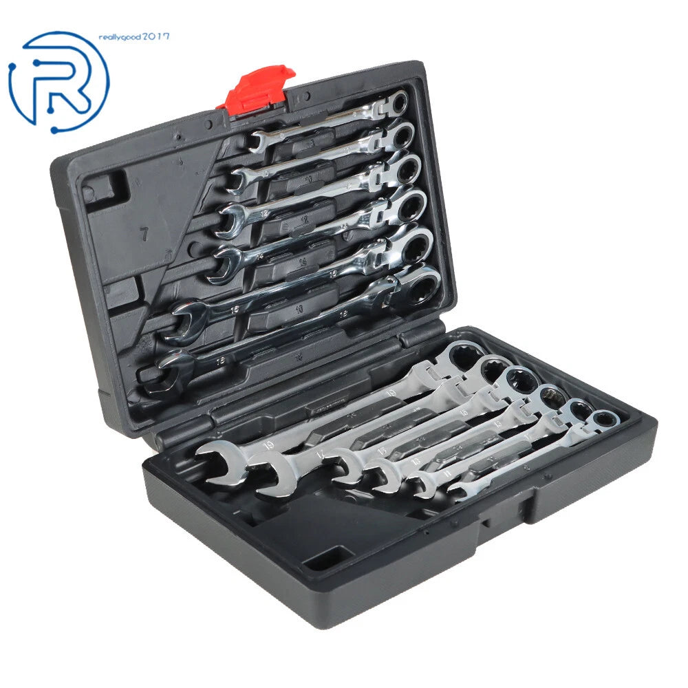 Set of 12 Metric Flexible Head Ratcheting Wrenches for Various Models 
