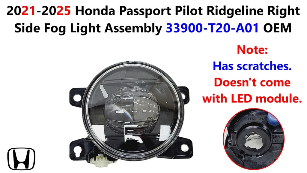 Right Side Fog Light Assembly for Honda Passport Pilot Ridgeline (2021–2025) 33900T20A01