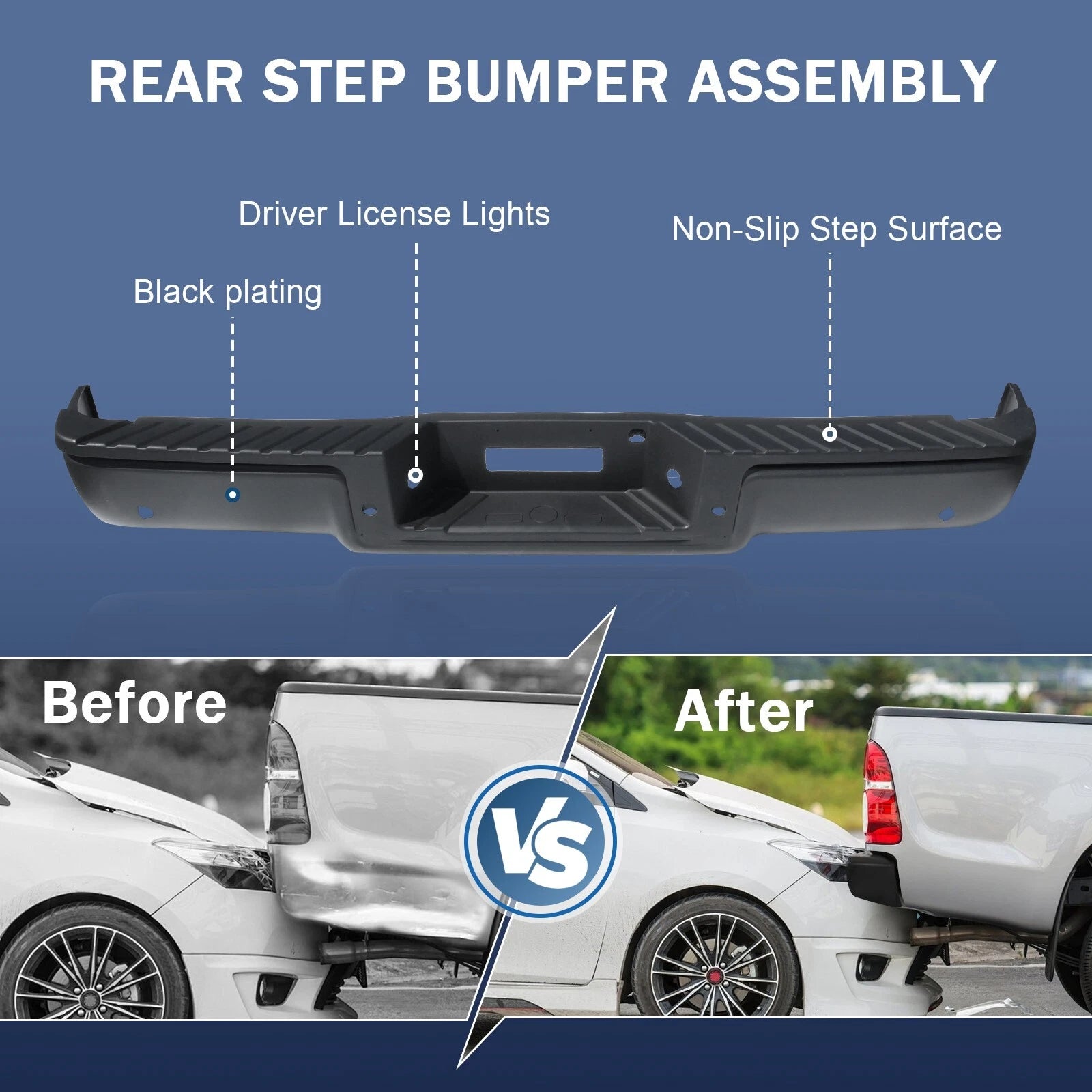 Rear Bumper Assembly for Ford F150 (2006–2008) Black Step with Hole